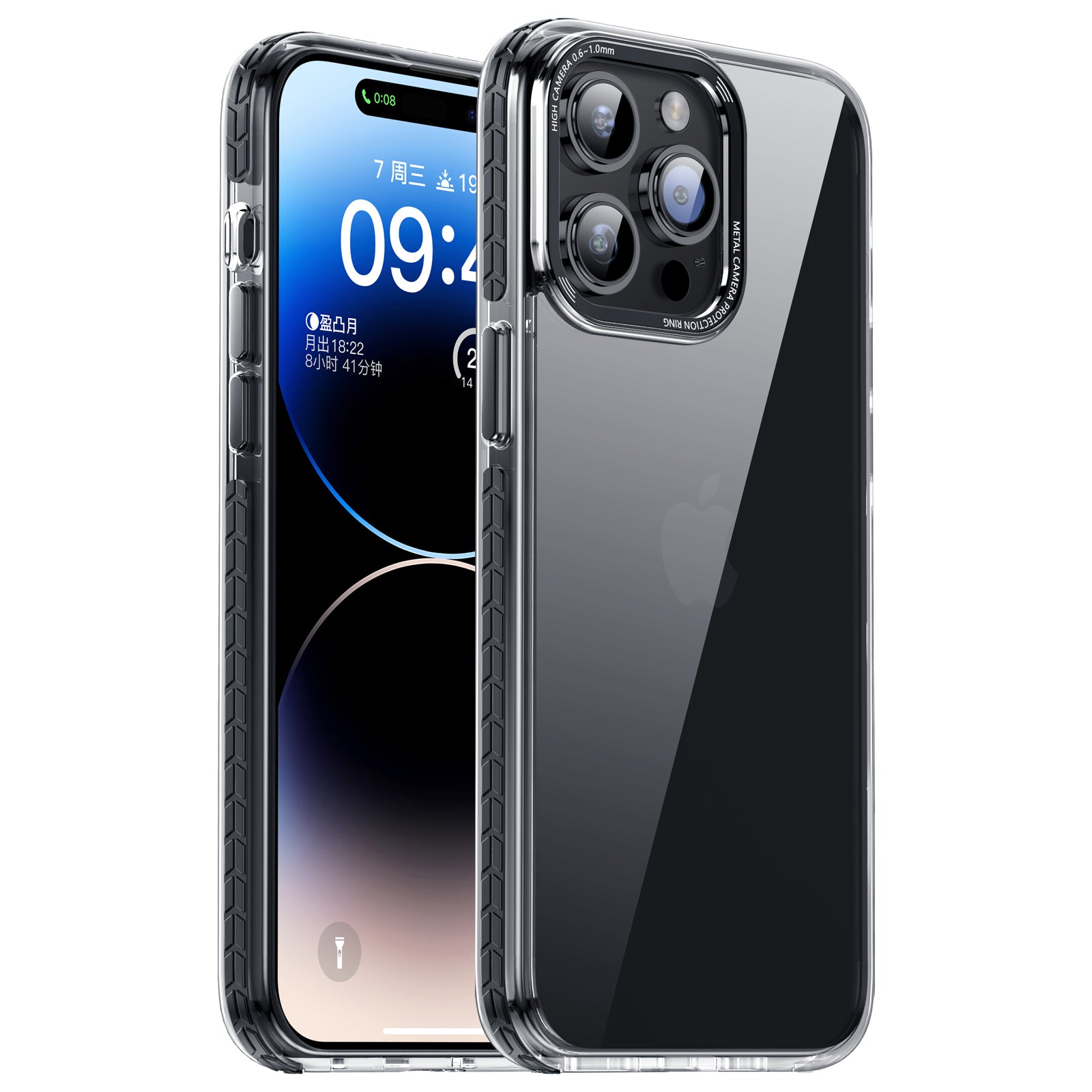 iPhone 15 Crystal & Black/White TPE Bumper Shockproof Case