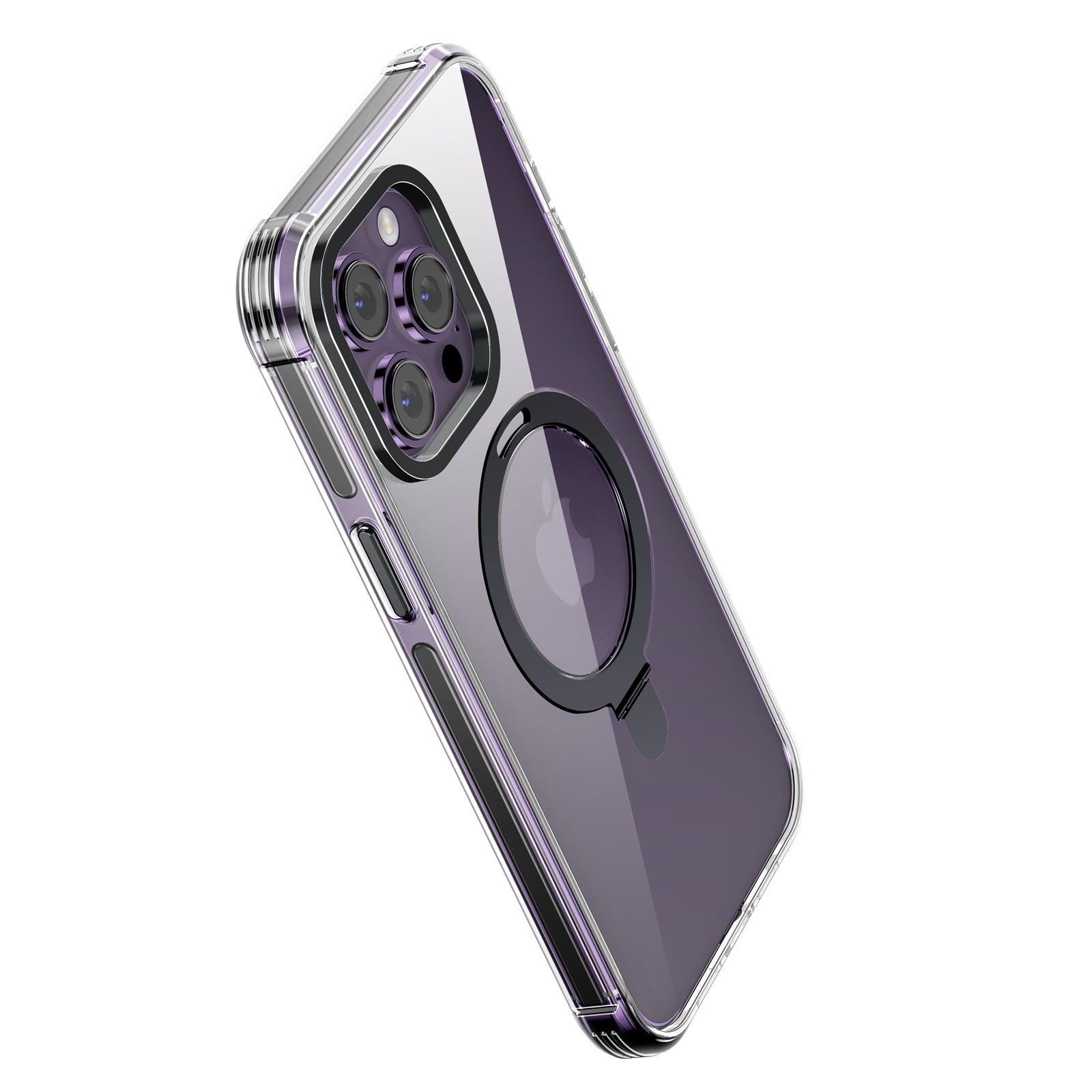 Crystal Case & Black TPE Bumper Shockproof Case with Ring kickstand