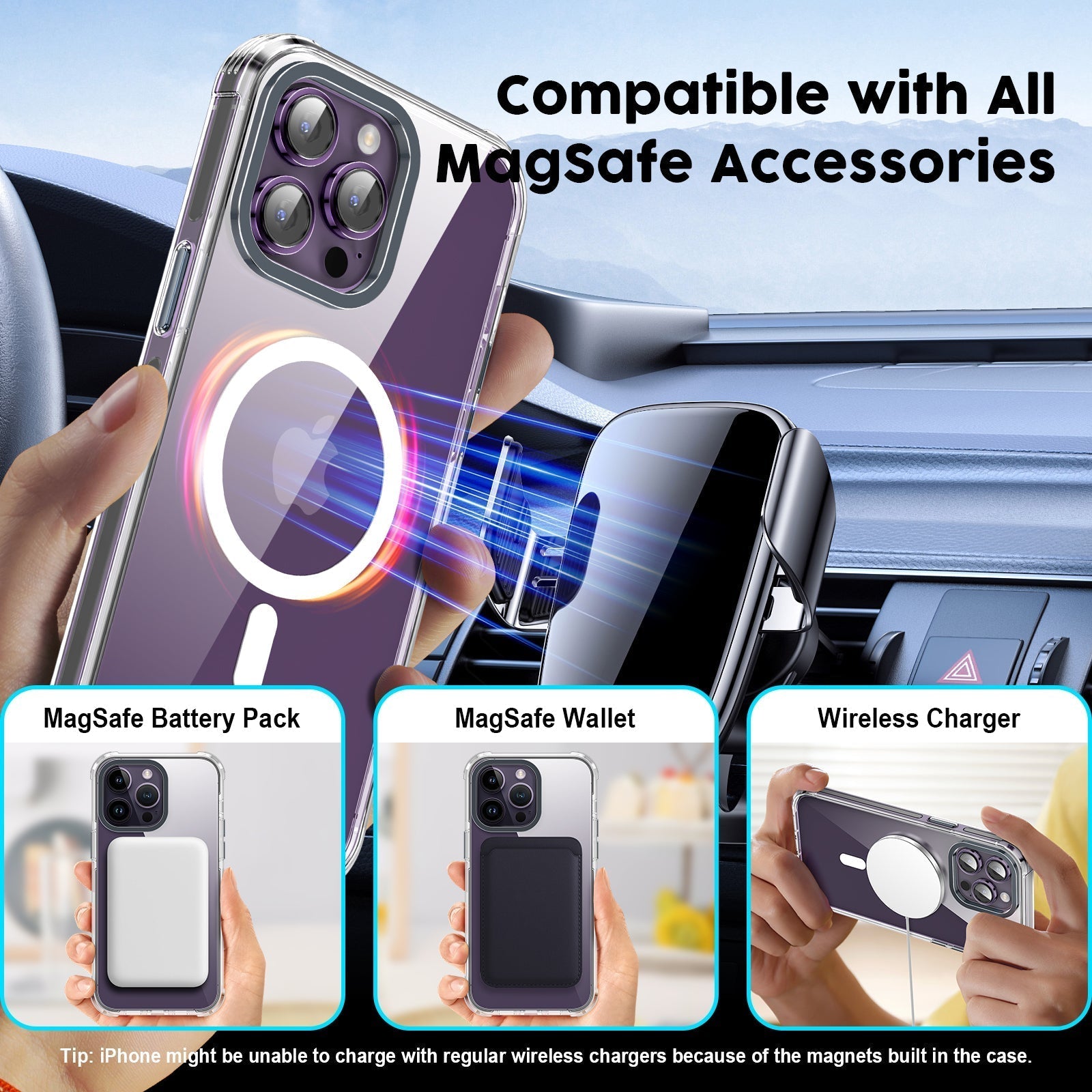Red Purple Immersion dyeing Crystal & Black TPE Bumper Case