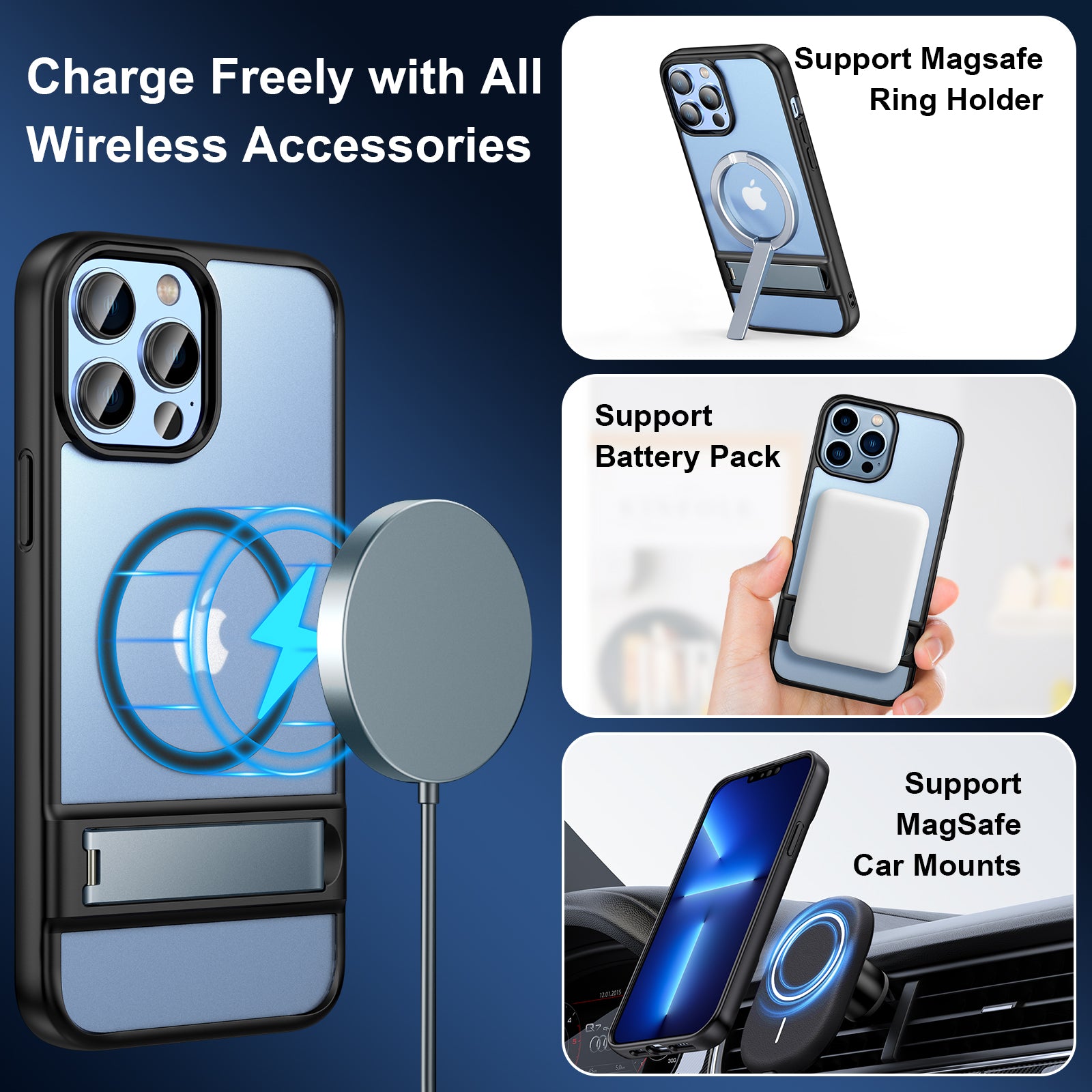 Matte black Magnetic Kickstand Case Version 2