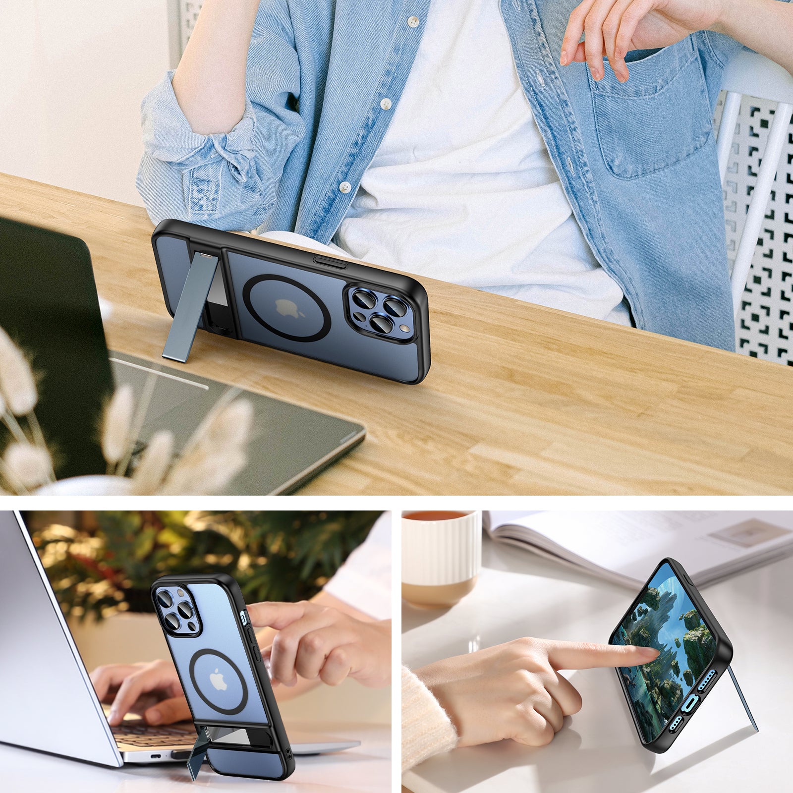 Matte black Magnetic Kickstand Case Version 2