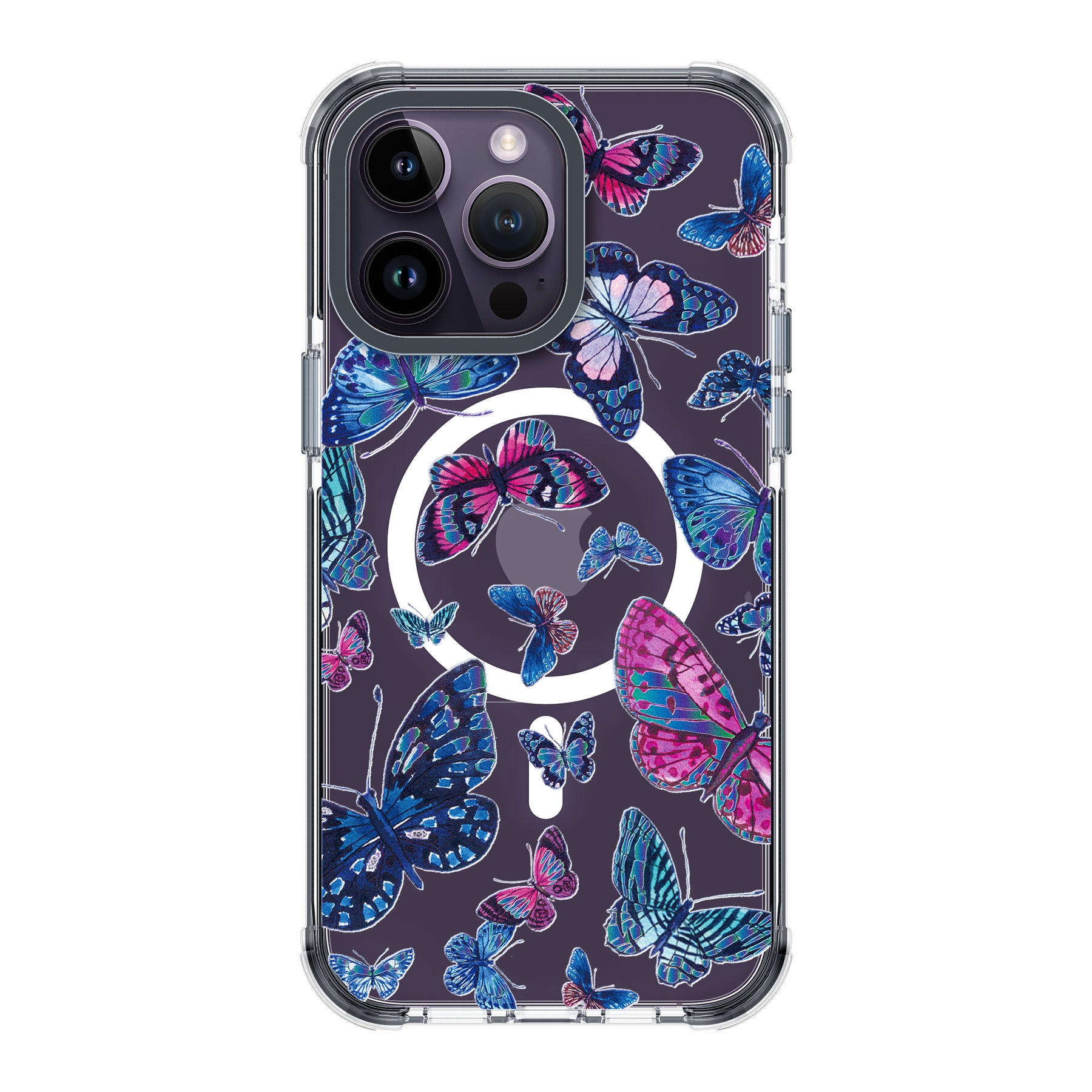 UV Printing 9 butterfly Crystal & Black TPE Bumper Case