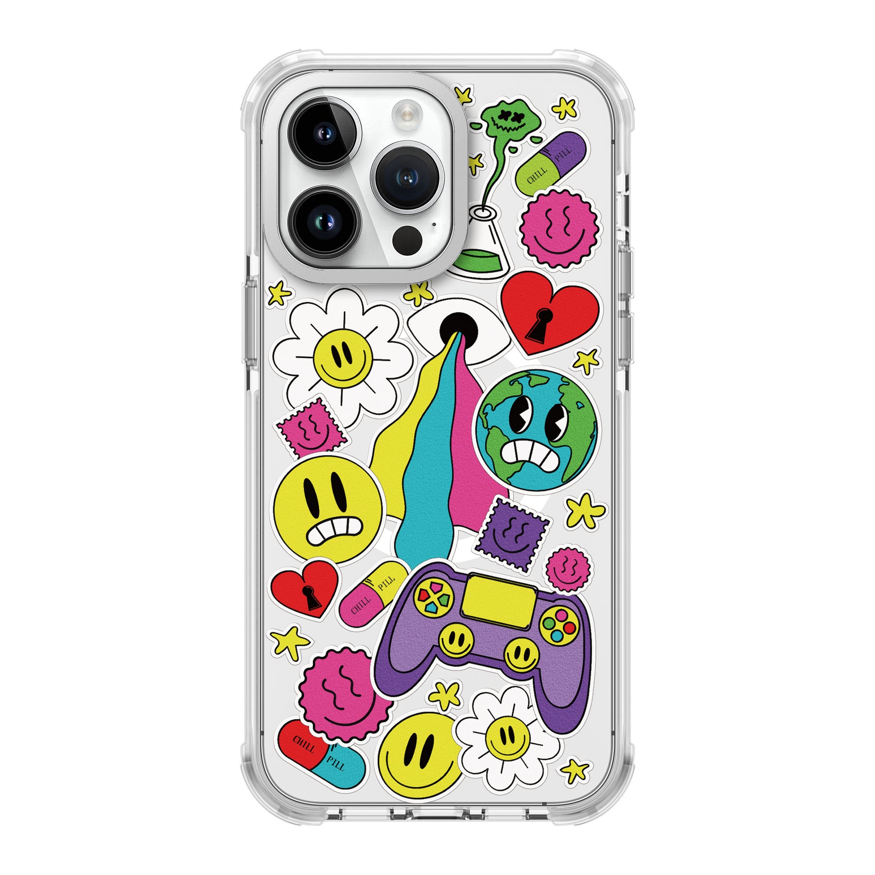 UV Printing 2 Game World Crystal & White TPE Bumper Case