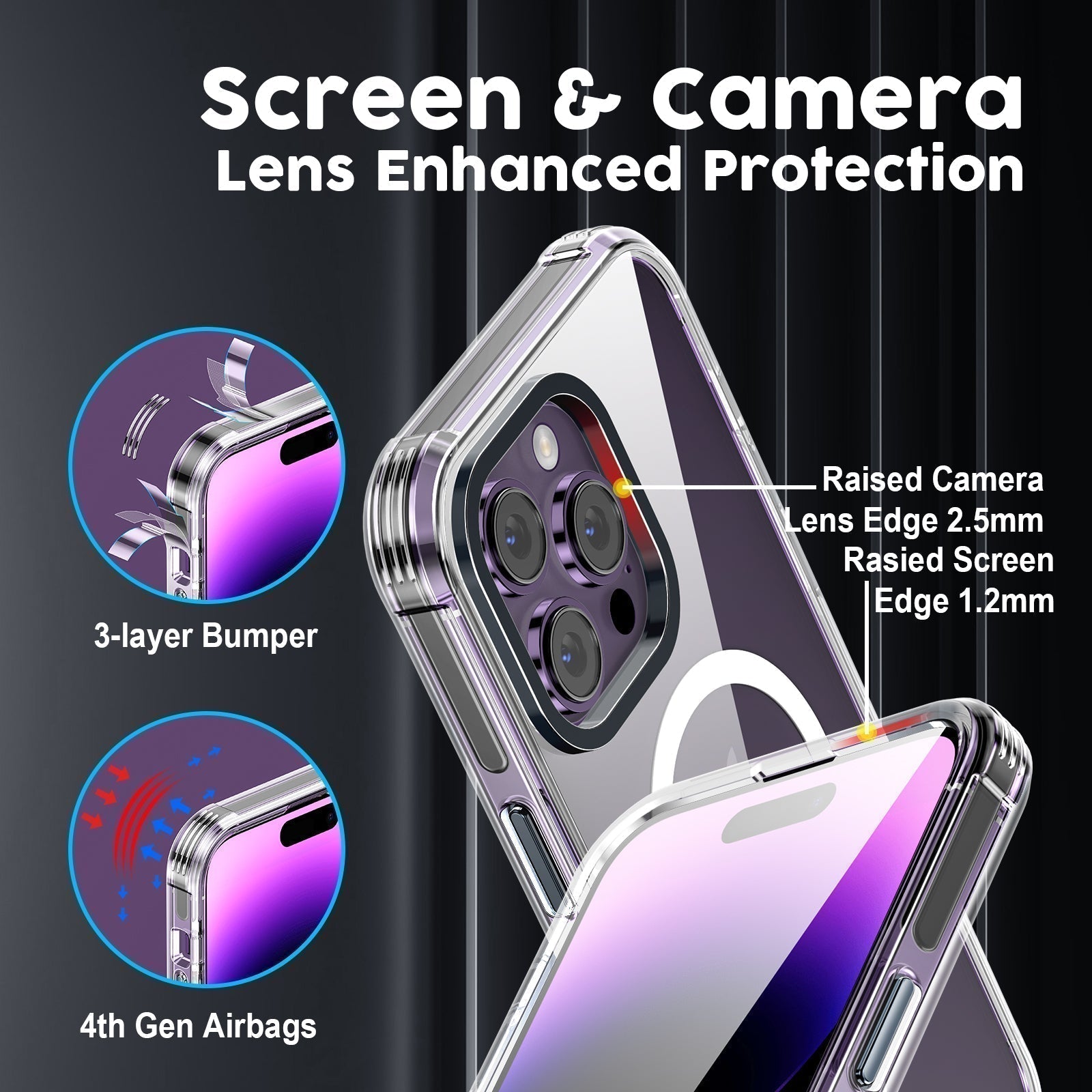 UV Printing 3 Color Clash Crystal & Black TPE Bumper Case